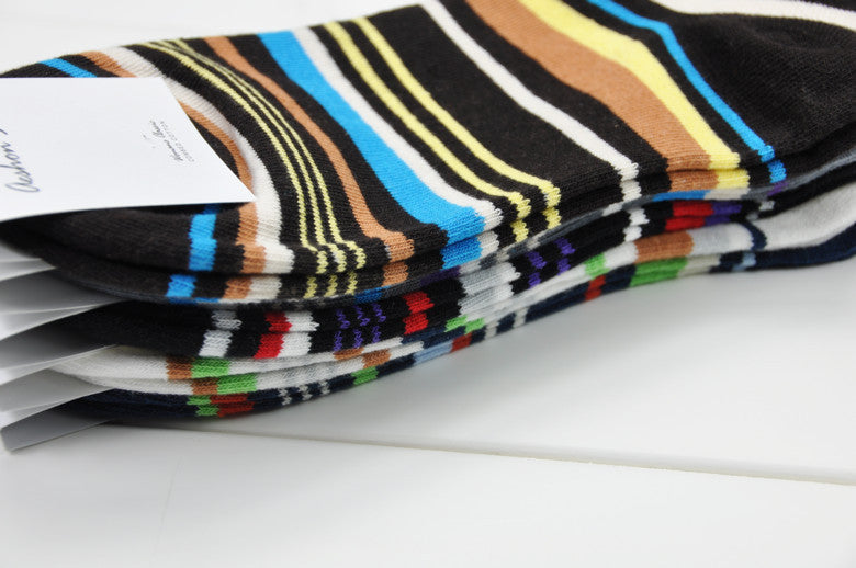 Men's Casual Socks Colorful Stripes 5 Pack