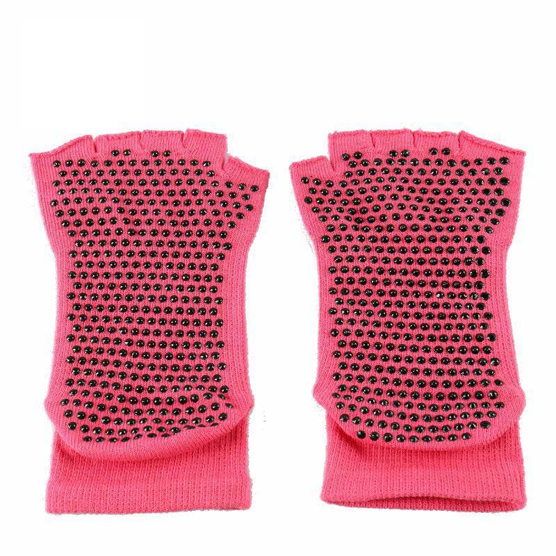Womens Yoga Socks Solid Colors Fingerless Non-slip Sports Grip Socks - CHALIER