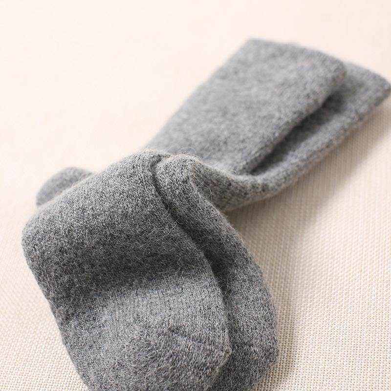 Womens Winter Super Warm Rabbit Wool Socks Set 5 Pairs Solid Colors Crew Socks - CHALIER