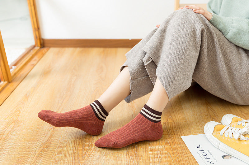 Womens Cartoon Cute Short Socks Set Socks Set 8 Pairs Stripes