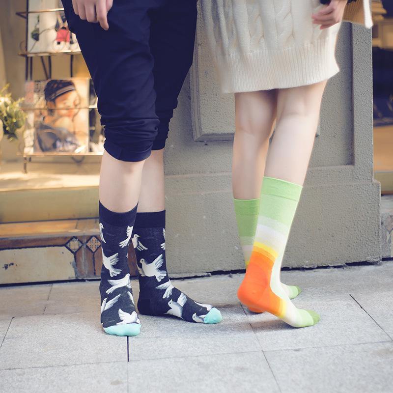 Mens Casual Crew Art Frog Dove Unisex Couple Socks Set 5 pairs - CHALIER