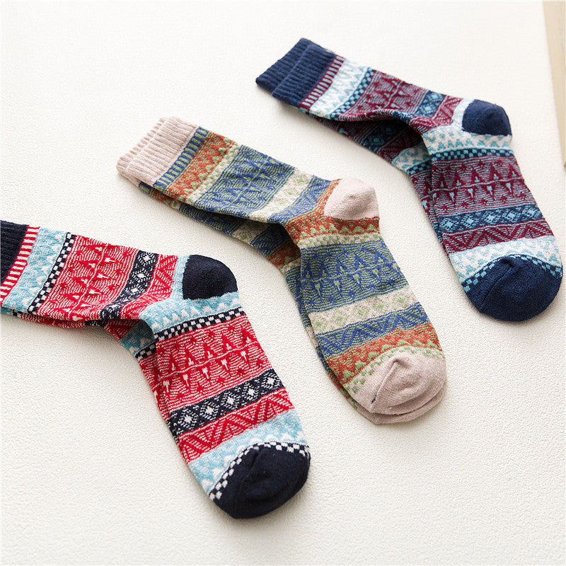 Chalier Mens Casual Crew Wool Electric Ripple Socks 5 Pairs