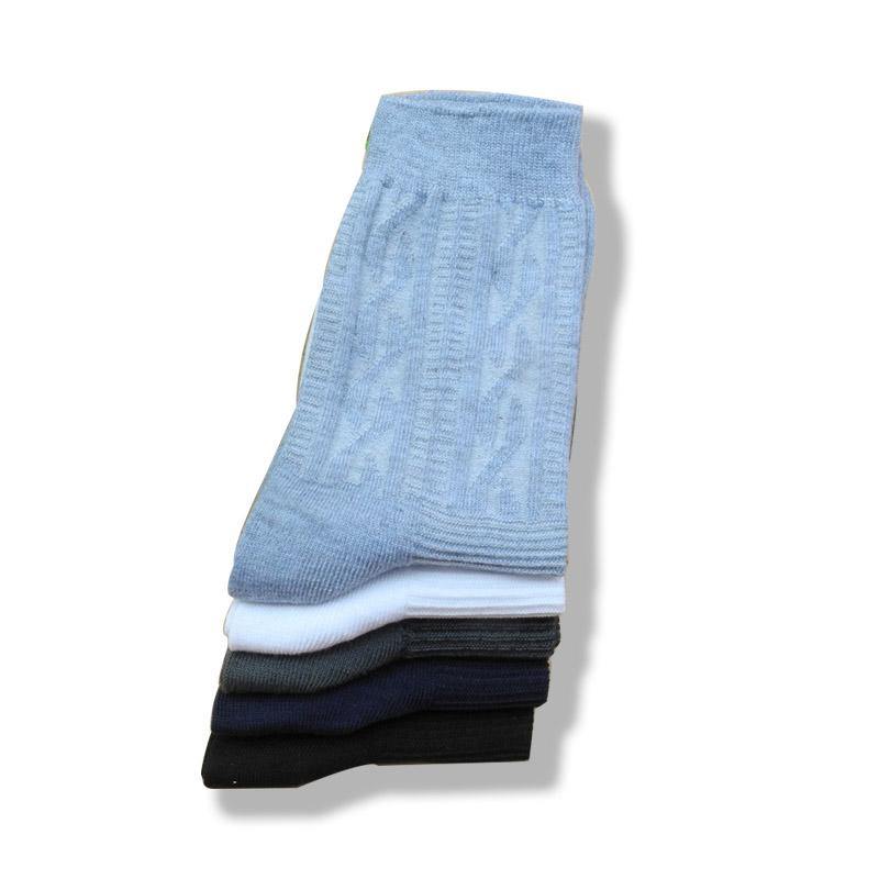 Mens Cotton Socks Set Solid Color Formal Business 5 Pairs - CHALIER