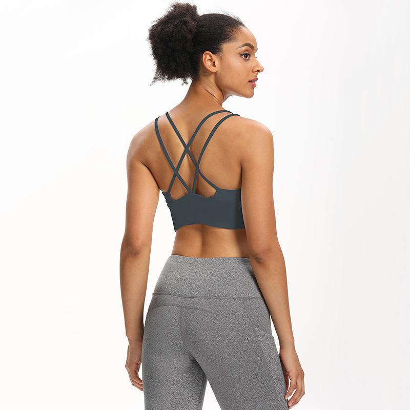 Sports Shockproof Bra Cross Belt Comfortable High Impact Vest Fitness Running Yoga Bralette - CHALIER