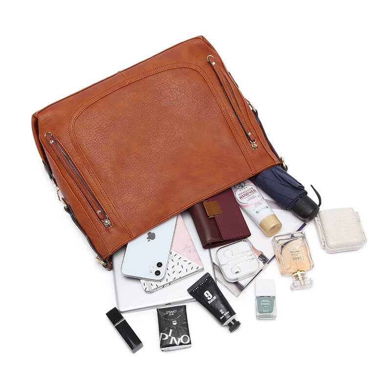 Women's Solid Simple Tote Bag Large Capacity Shoulder Messenger Handbag