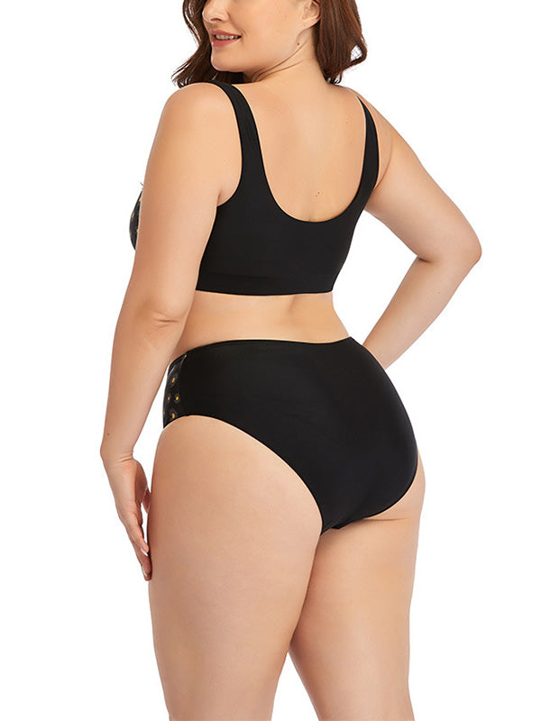Women's Plus Size Two-Piece Swimsuits Daisy Bikini Floral Prints