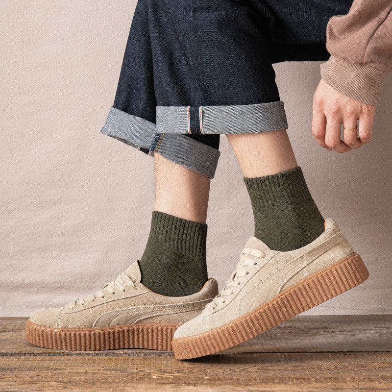 Mens Winter Thickened knitted Casual Crew Cotton Socks