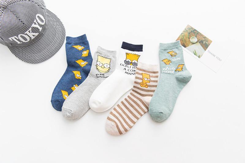 Chalier Men Casual Socks Cartoon The Simpsons 5 Pack - CHALIER