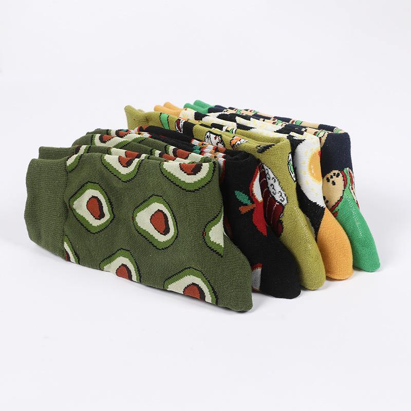 Mens Funny Socks Food Avocado Novel Cute Cotton Crew Socks 5 pairs - CHALIER