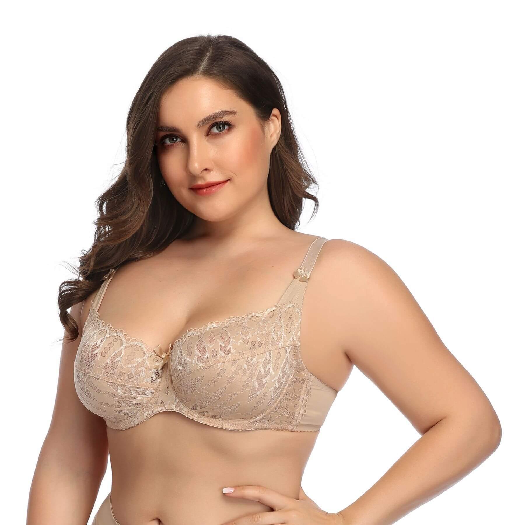 Women Plus Size Bra Push Up Lace Soft Cup Bra - CHALIER