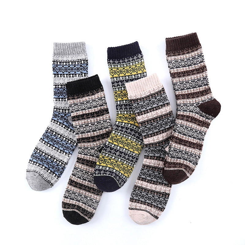 Men's Winter Thick Knit Casual Crew Socks 5 Pairs