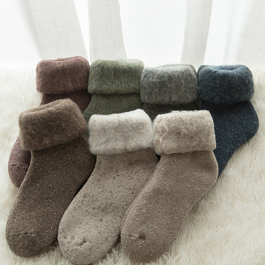Women Winter Thickening Wool Socks Snow Boots Slipper Ski Home Socks Family 7 Pairs