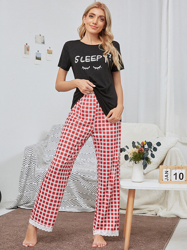 Two Piece Pajamas Set for Women Sleepwear Soft PJs Short Sleeve Lounge Set