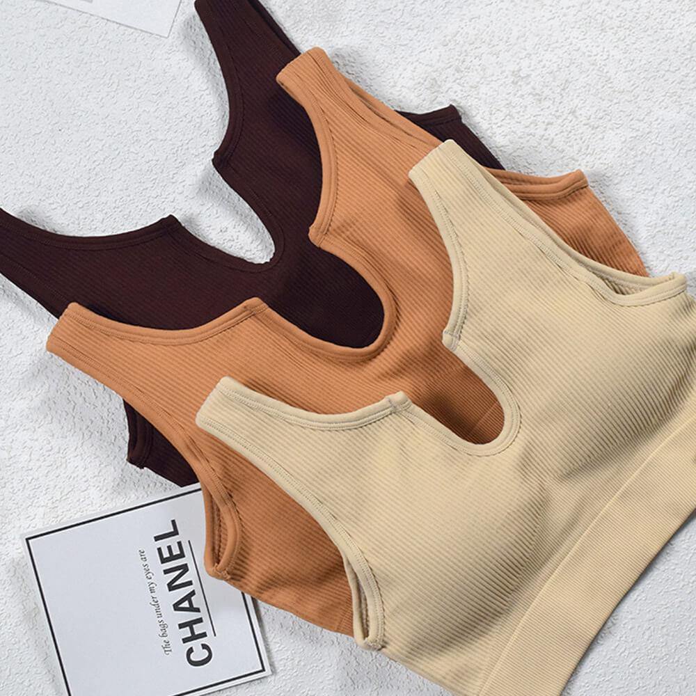Women Medium Support Sports Bra Seamless Gym Yoga Sportswear Top - CHALIER