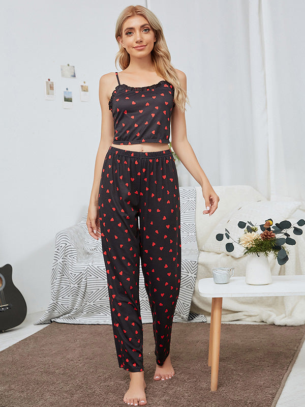 Women Sleeveless Pajamas Set Camisole and Pants Sleepwear Sets