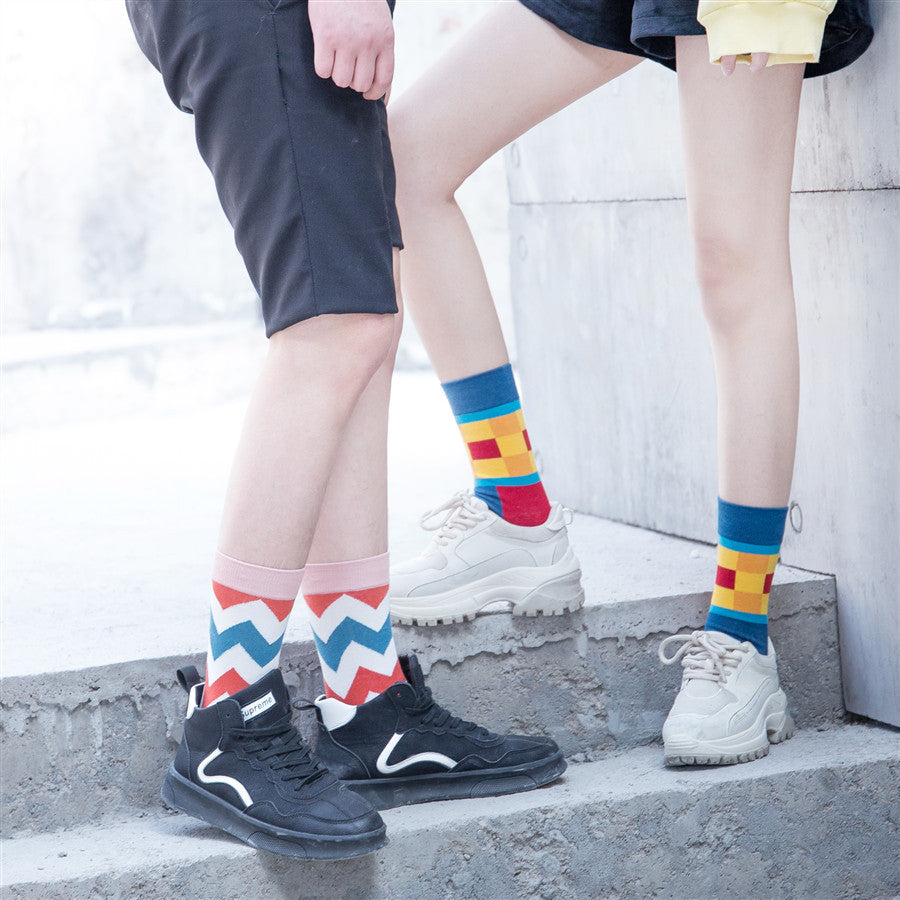 Chalier Mens Casual Cotton British Style Lattice Socks