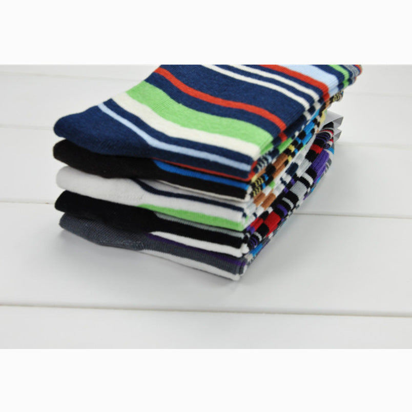 Men's Casual Socks Colorful Stripes 5 Pack