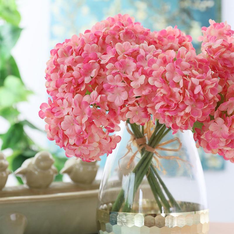 Artificial Flowers Silk Heads Hydrangea with Stems for Wedding Home Shop Party Decoration - CHALIER