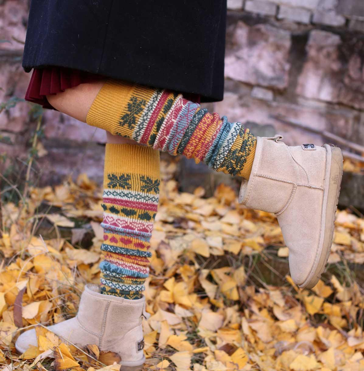 Womens Winter Wool Vintage Socks Thigh High Socks Legs Warmer - CHALIER