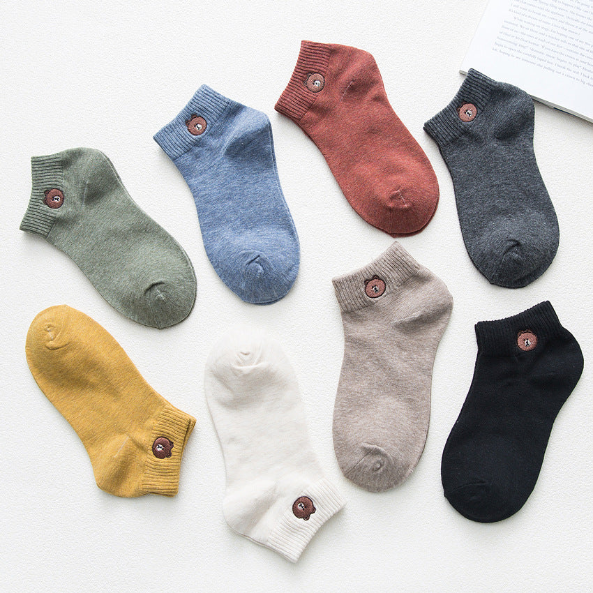 Womens Cartoon Cotton Short Socks Cute Bear Socks