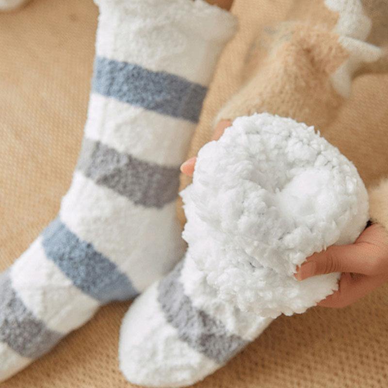 Womens Winter Super Warm Slipper Fuzzy Cozy Socks Family Non-Slip Grip Socks 2 Pairs Socks Set - CHALIER