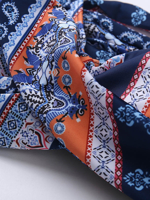 Women's Sexy Tankini Floral Prints Halter Two-Piece Swimsuits Cross Belt