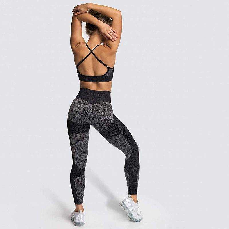 Womens Lace-up Sports Padded Seamless Workout Bra Yoga Running Fitness Bras/Leggings/Suit - CHALIER