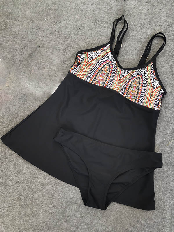 Plus Size Women Floral Prints Tankini High Waist Two-Piece Swimsuits