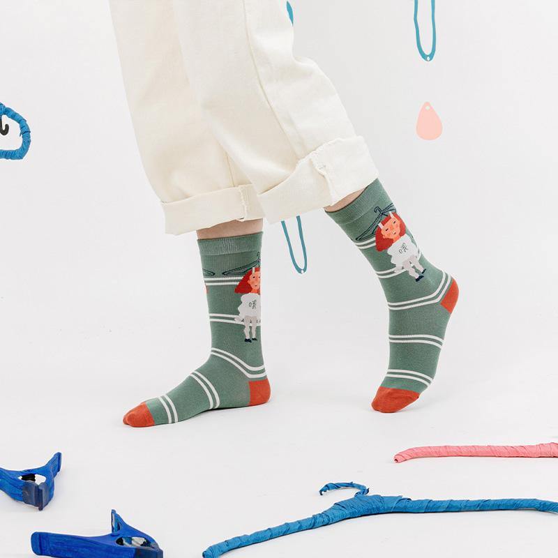 Womens Crew Happy Crazy Funny Socks Cartoon Illustration Sock Set - CHALIER