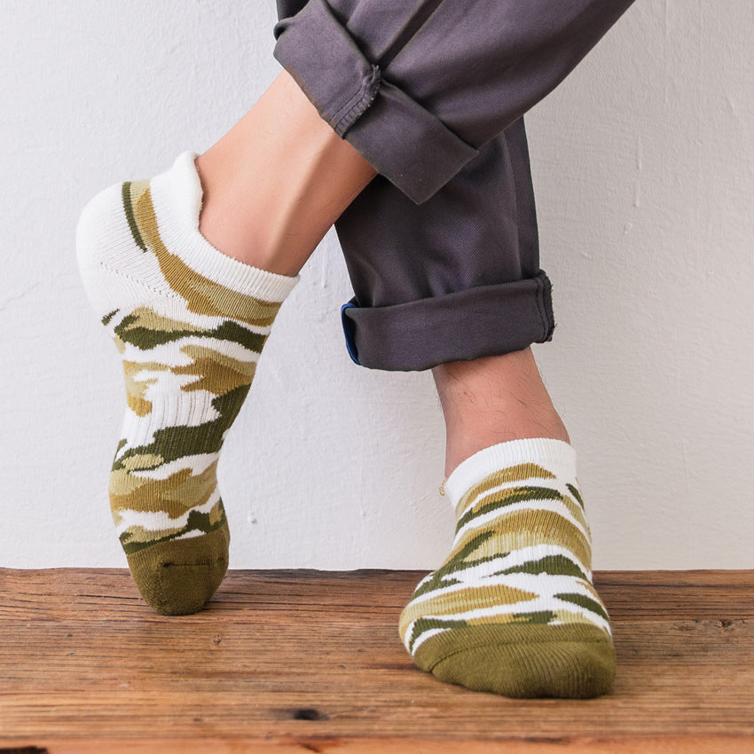 Chalier Men Sports Socks Camouflage Stripes 5 Pack