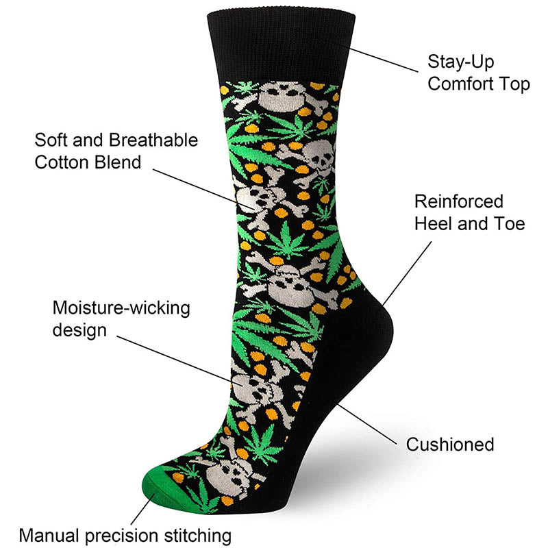 Women Cozy Socks Fun Crazy Socks Cotton Cartoon Green