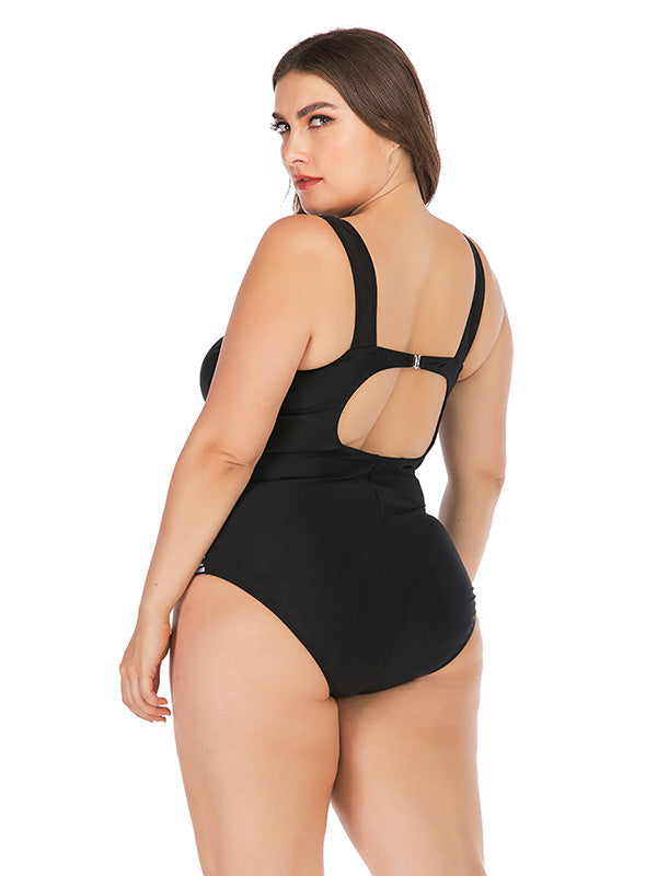 Plus Size Women's Basic Casual One Piece Backless Swimsuits