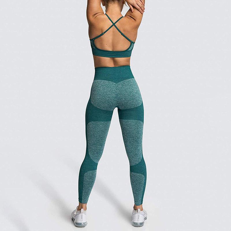 Womens Lace-up Sports Padded Seamless Workout Bra Yoga Running Fitness Bras/Leggings/Suit - CHALIER