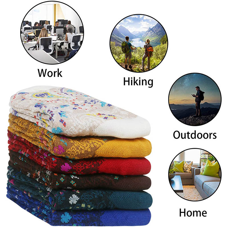 Womens Fun Printed Socks Retro Cotton New Exotic Socks 6 Pairs