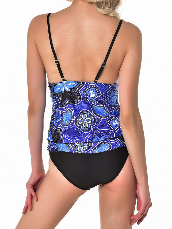 Women's Floral Prints Swimsuits Tankini Set Briefs Triangle Cup Plus Size