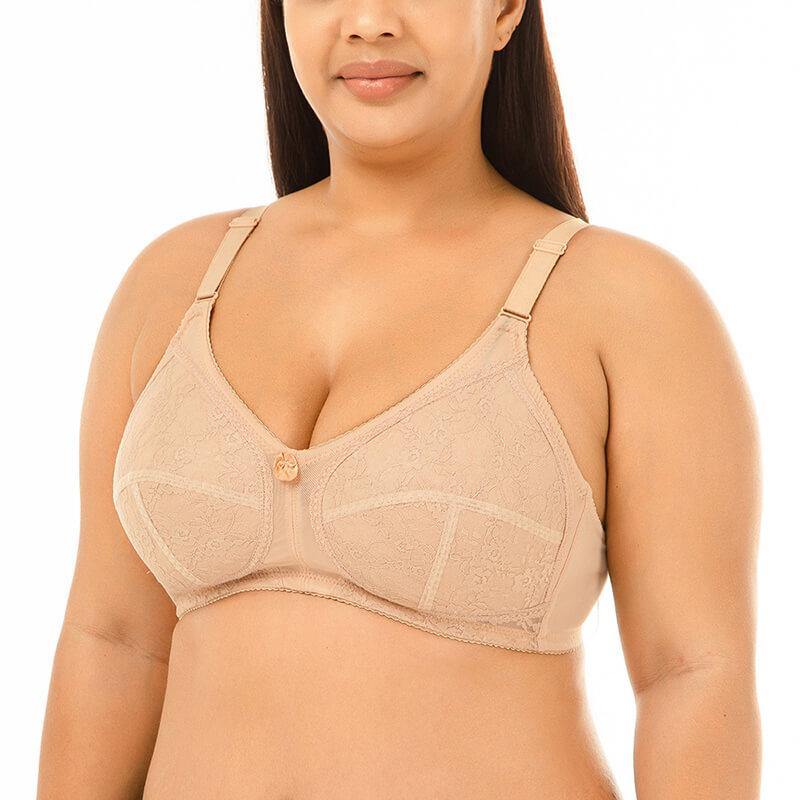 Womens Plus Size Padded Sexy Comfort Jacquard Pattern Push Up Bra - CHALIER