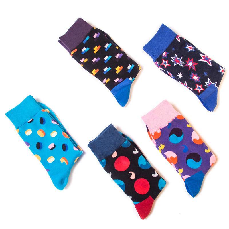 Womens & Mens Crew Happy Fun Socks Unisex Skate Socks Set 5 Pairs - CHALIER