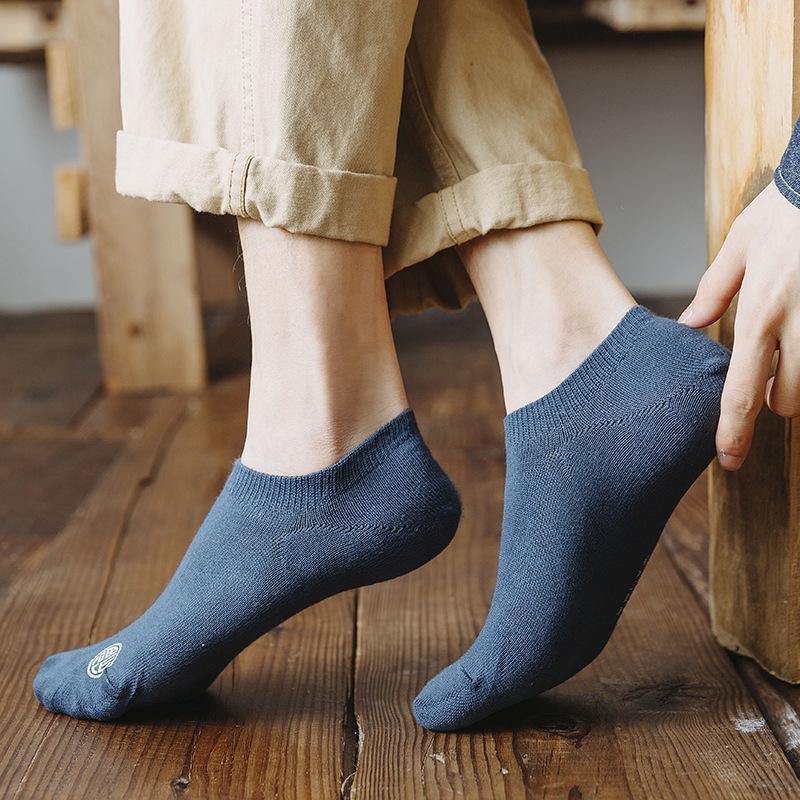 Mens Casual Socks Letter Pattern Solid Color Socks Warm Cotton Socks Set 8 Pairs - CHALIER