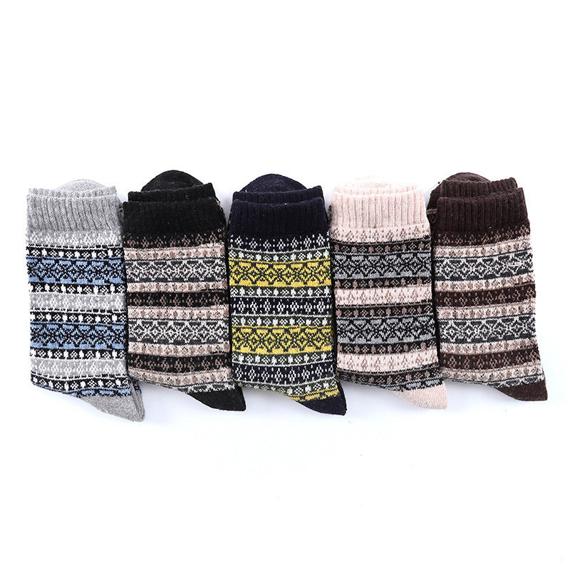Men's Winter Thick Knit Casual Crew Socks 5 Pairs