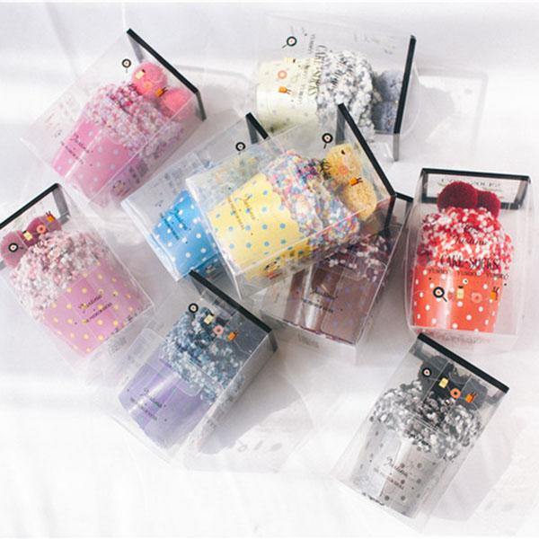 Womens Warm Winter Slipper Wool Socks Cup Cake Gift Box Family Socks - CHALIER