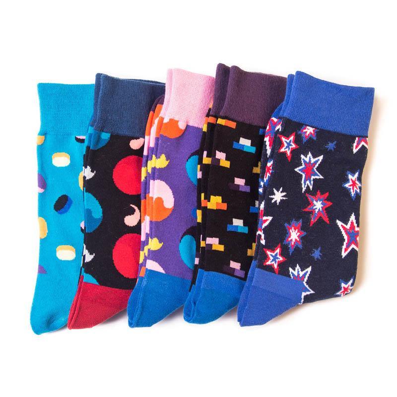Womens & Mens Crew Happy Fun Socks Unisex Skate Socks Set 5 Pairs - CHALIER