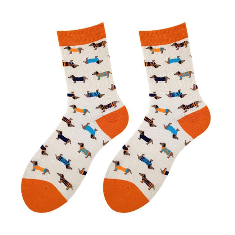 Unisex Crew Cotton Socks Dog Print Cartoon Fun Casual Novelty  Socks - CHALIER