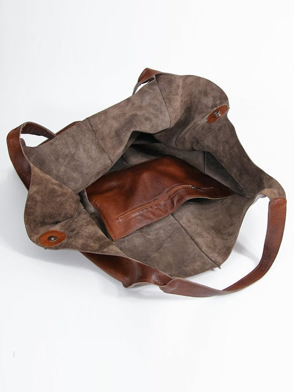 Women Large Capacity Tote Bag Solid Simple Shoulder Handbag