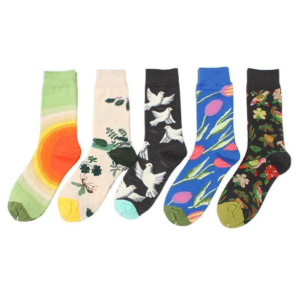 Mens Casual Crew Art Frog Dove Unisex Couple Socks Set 5 pairs - CHALIER
