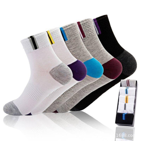 Men's Cotton Sports Casual Socks Athletic Breathable Socks 5 Pairs - CHALIER