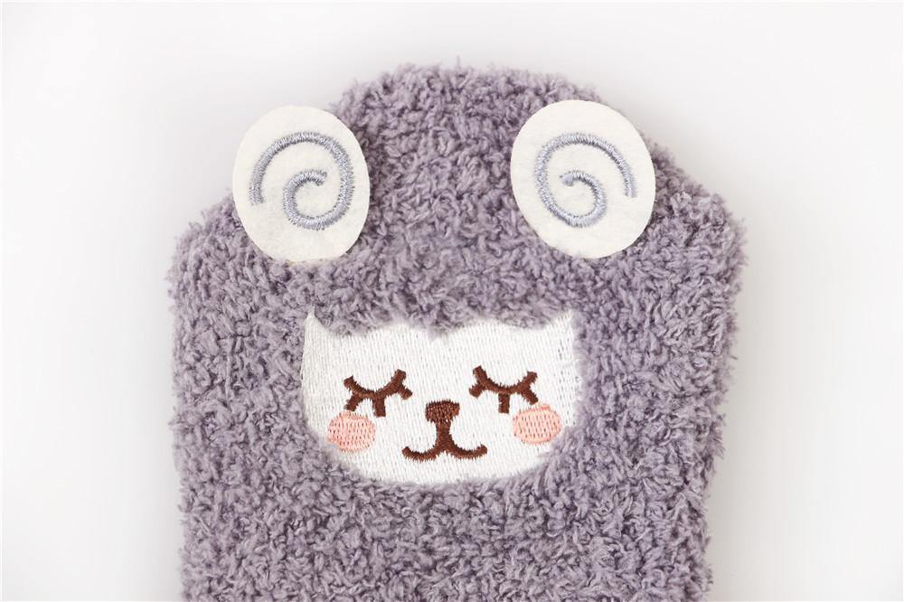 Women 9 Pairs Winter Non-slip Slipper No-show Socks Coral Fleece Cute Animals Grip Socks - CHALIER