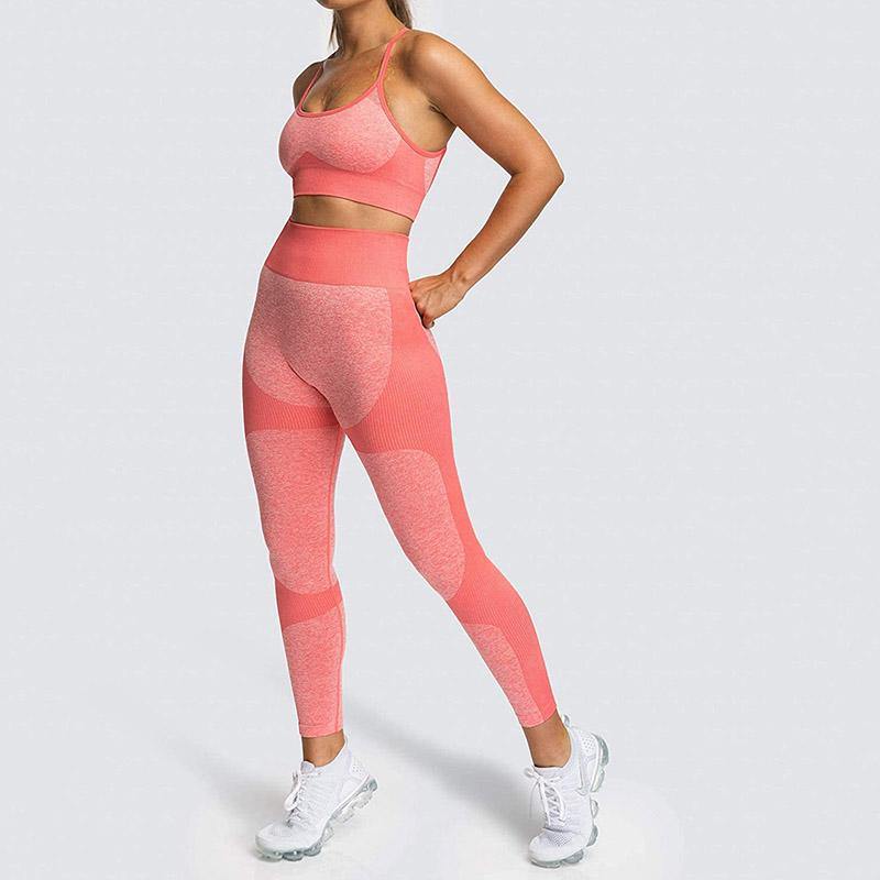 Womens Lace-up Sports Padded Seamless Workout Bra Yoga Running Fitness Bras/Leggings/Suit - CHALIER