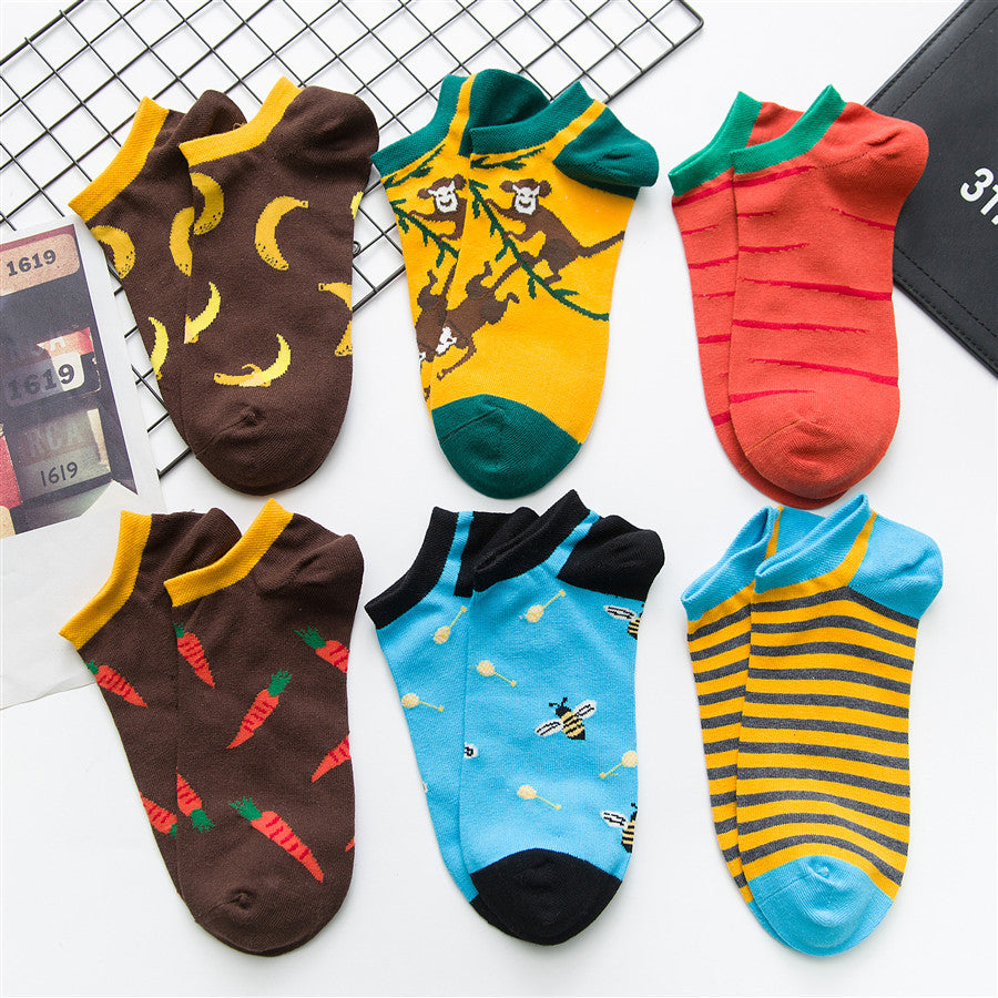 Chalier Mens Casual Ankle Street Hip-hop Socks Set 6 Pairs