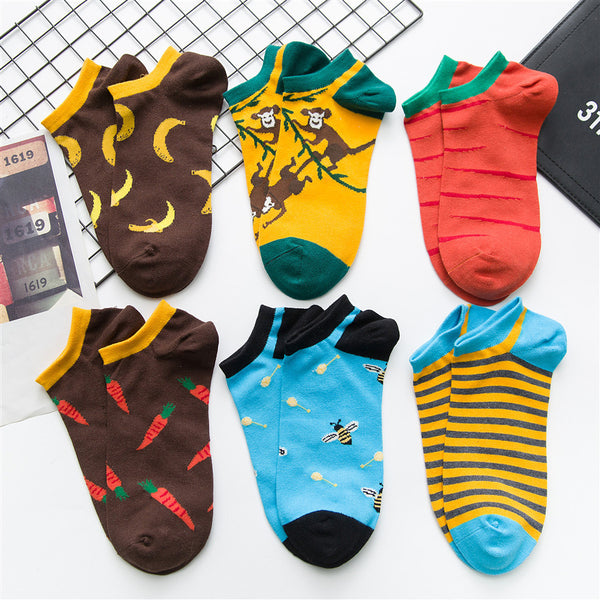 Chalier Mens Casual Ankle Street Hip-hop Socks Set 6 Pairs