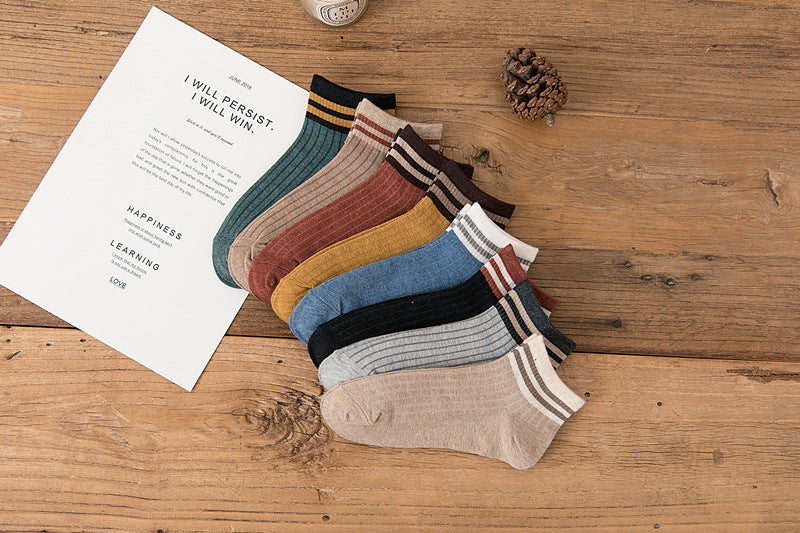 Womens Cartoon Cute Short Socks Set Socks Set 8 Pairs Stripes